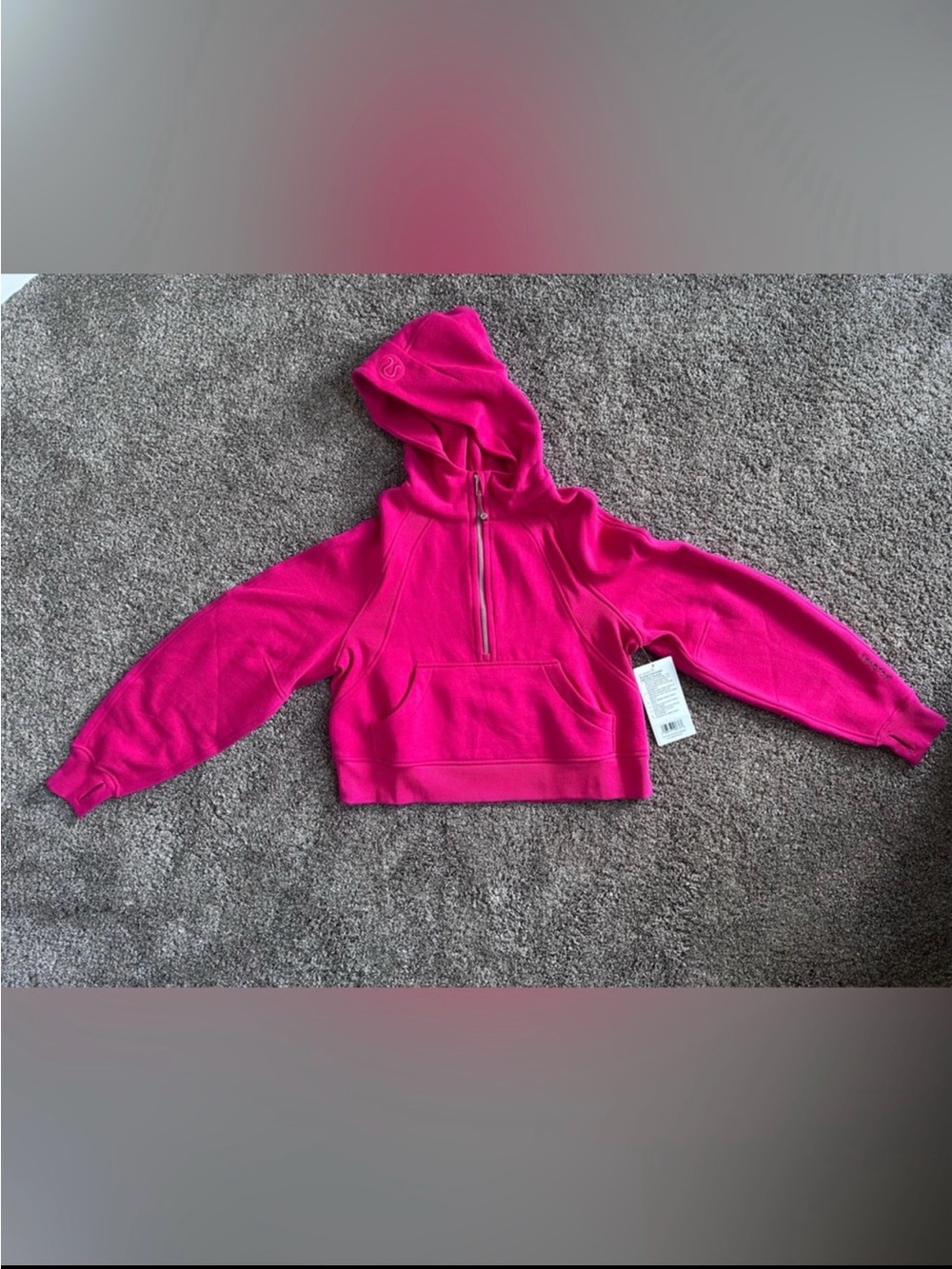 NWT lululemon athletica Peloton Hot Pink Scuba Half-Zip Hoodie Size XS/S